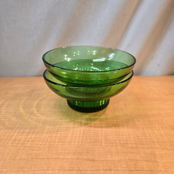 2 Vintage‎ A.L. Randall Emerald Green Glass Bowls Prairie View Ill 6.5" Diameter - Picture 6 of 8